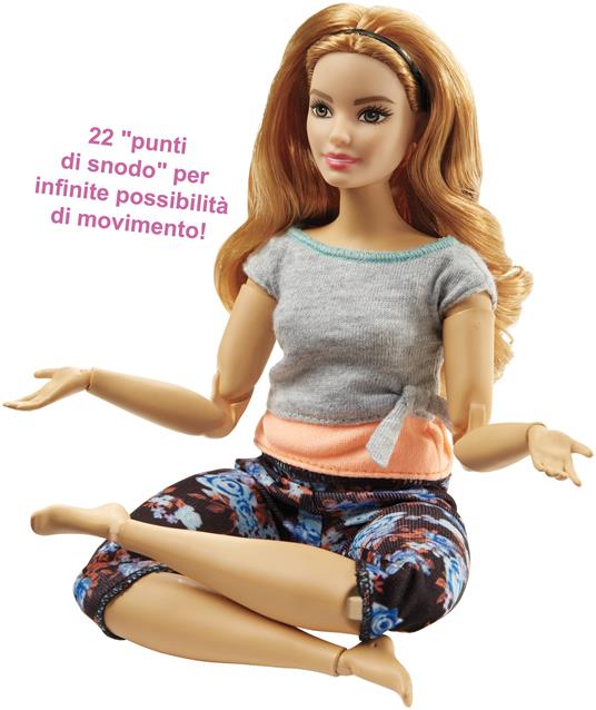 Barbie Bambola con 22 Punti Snodabili. Capelli Ondulati e Abiti da Yoga - 4