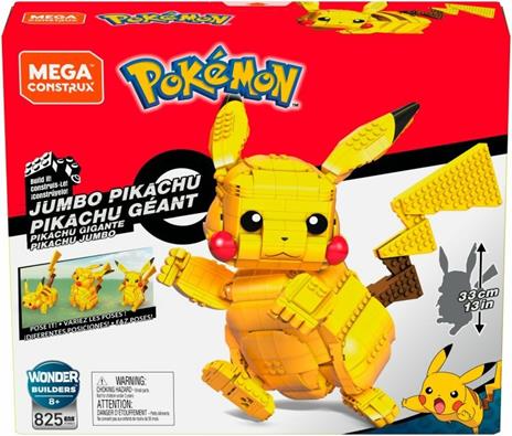 Mega Construx- Pokemon Pikachu Gigante da oltre 600 mattoncini, giocattolo da costruire per bambini 8+anni