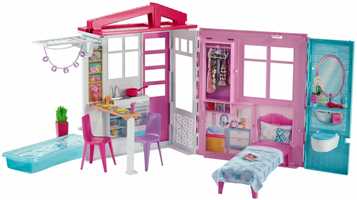 Giocattolo Barbie Casa Portatile Piccola con Piscina e Accessori, Giocattolo per Bambini 3+ Anni. Mattel (FXG54) Barbie