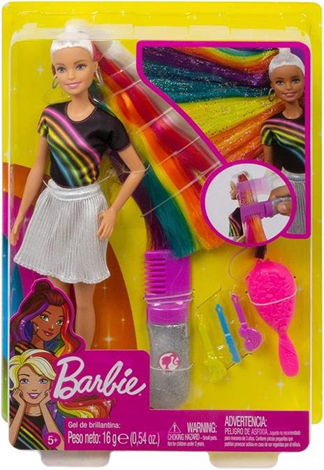 Barbie Capelli Arcobaleno Bambola con Accessori inclusi, Giocattolo per Bambini 3+ Anni. Mattel (FXN96) - 4
