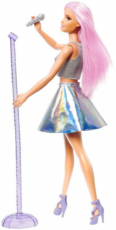 Barbie Carriere Pop Star con Microfono, Bambola Capelli Rosa e Abiti Argento, Giocattolo per bambini 3+ Anni, FXN98 - 5