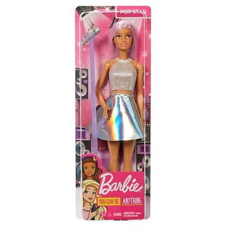 Barbie Carriere Pop Star con Microfono, Bambola Capelli Rosa e Abiti Argento, Giocattolo per bambini 3+ Anni, FXN98 - 7