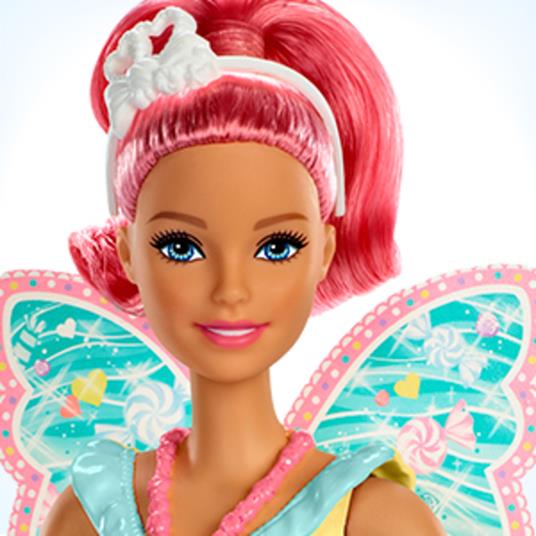 Barbie - Dreamtopia Fatina, Bambola a Tema Caramelle Colorate, con Capelli e Ali Rosa, 3+ Anni - 2