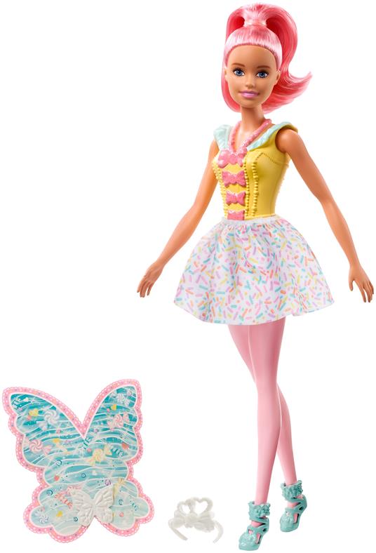 Barbie - Dreamtopia Fatina, Bambola a Tema Caramelle Colorate, con Capelli e Ali Rosa, 3+ Anni - 5