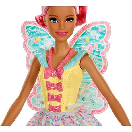 Barbie - Dreamtopia Fatina, Bambola a Tema Caramelle Colorate, con Capelli e Ali Rosa, 3+ Anni - 7