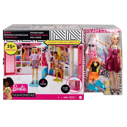 Barbie L/'Armadio Dei Sogni Con Bambola Bionda E 25 Anni Ghn04 Pezzi /& Bambola Capelli Fantasia A Tema Unicorni E Sirene Con Accessori Giocattolo Per Bambini 3