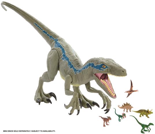Jurassic World - Dino Rivals Velociraptor Blu Figurina Articolata Dinosauro, 37 cm - 2