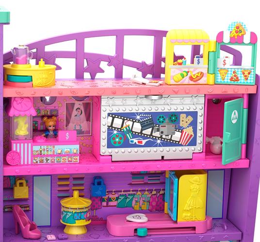 Polly Pocket Mega Mall. Playset Centro Commericale con Due Bambole. Ascensore e Accessori - 5