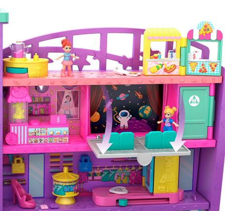 Polly Pocket Mega Mall. Playset Centro Commericale con Due Bambole. Ascensore e Accessori - 6