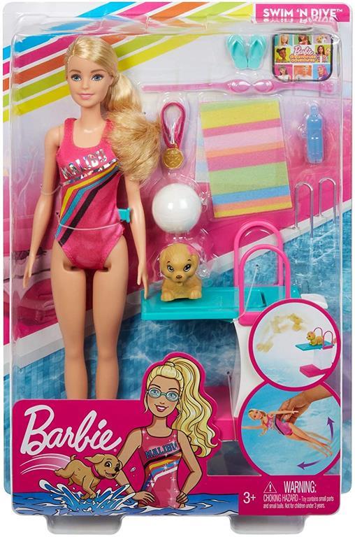 Barbie Nuotatrice, Bambola in Costume con Piscina e Accessori, 3+ Anni . Mattel (GHK23) - 2