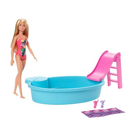 Barbie- Playset Bambola con Piscina e Accessori - 4