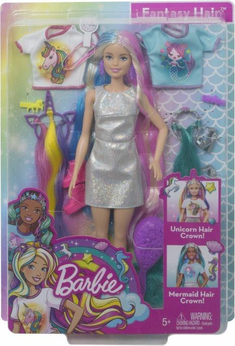 Barbie Bambola Capelli Fantasia A Tema Unicorni E Sirene con Accessori,  Giocattolo Per Bambini 3+ Anni