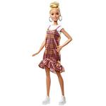 Barbie- Fashionistas Bambola Bionda, Con Abito A Quadri, Sneakers E Orecchini Giocattolo Per Bambini 3+anni, Ghw56