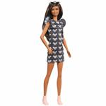 Barbie Fashionistas Bambola Castana, con Vestitino con Stampa, Stivali e Occhiali da Sole Giocattolo per Bambini 3+Anni, GHW54