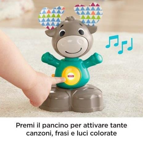 Fisher Price Parlamici Baby Alce Dondolina, Giocattolo Istruttivo per Bambini 9+ Mesi. Mattel (GJB17) - 3