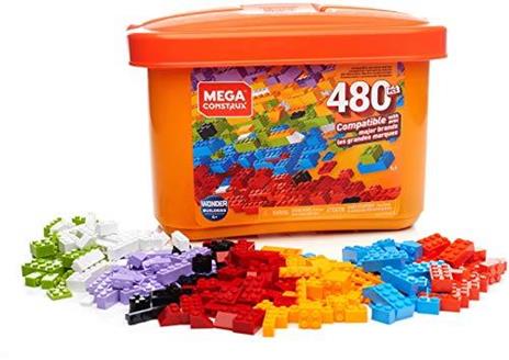 Mega Construx Secchiello Arancione con 480 Pezzi Compatibile con Tutte le Marche Giocattolo per Bambini 4+ Anni GJD23