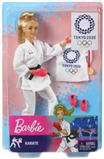 Barbie Carriere Giochi Olimpici Tokyo 2020, Bambola con Kimono da Karate e Accessori Giocattolo per Bambini 3+ Anni, GJL74