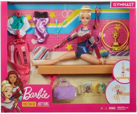 Barbie Playset Ginnasta Bambola Snodabile con Bilanciere e Accessori Giocattolo per Bambini 3+ Anni, GJM72