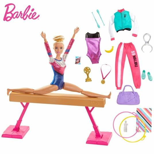 Barbie Playset Ginnasta Bambola Snodabile con Bilanciere e Accessori Giocattolo per Bambini 3+ Anni, GJM72 - 2