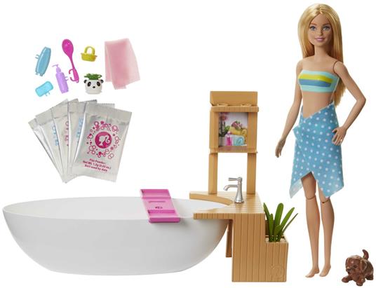 Barbie Vasca da Bagno Playset con Bambola Bionda e Accessori, Giocattolo per Bambini 3+ Anni. Mattel (GJN32) - 2