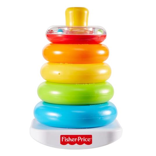 Fisher Price, Piramide 5 Anelli, Giocattolo Impilabile per Bambini 6+ Mesi. Mattel (GKD51)