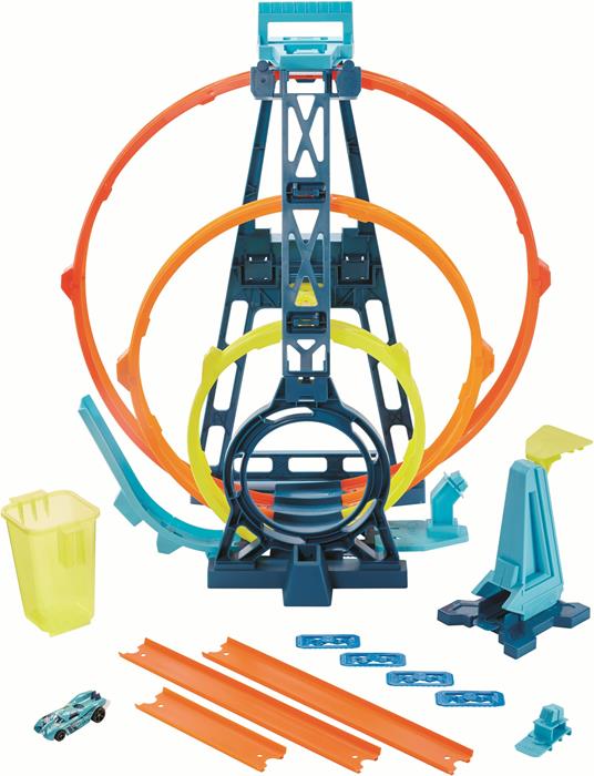 Hot Wheels Track Builder, Playset Pista Triple Loop, Giocattolo per Bambini 4+ Anni. Mattel (GLC96)
