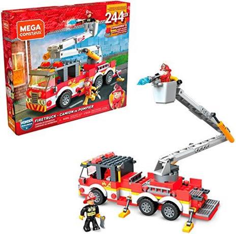 Mega Construx Camion dei Pompieri con 262 Pezzi, 2 Micro Personaggi e Accessori, Costruzioni per Bambini 5+ Anni, GLK54