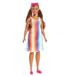 Barbie - Loves the Ocean, bambola bruna, curvy, a tema spiaggia realizzata in plastica riciclata