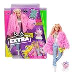 Barbie Extra Bambola con giacca lanosa rosa e maialino-unicorno, 10 Accessori alla Moda, Giocattolo per Bambini 3+ Anni
