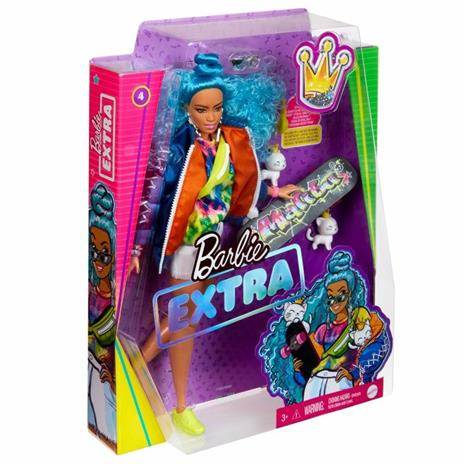 Barbie Extra Bambola Curvy con Capelli Ricci Azzurri, Cucciolo e Accessori alla Moda, Giocattolo per Bambini 3+Anni - 2