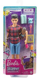Barbie - Ken Babysitters Set con bambola Ken bruno, bebè e 4 accessori per la narrazione; Giocattolo per bambini 3+ anni