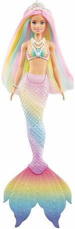 Barbie Bambola Sirena Cambia Colore con Capelli Arcobaleno,Giocattolo per Bambini 3+Anni