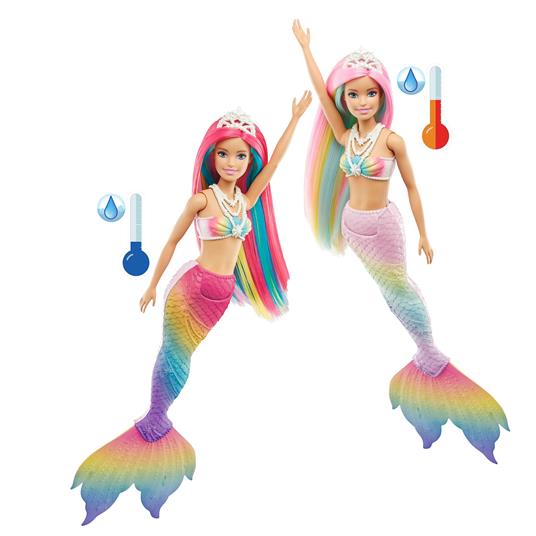 Barbie Bambola Sirena Cambia Colore con Capelli Arcobaleno,Giocattolo per Bambini 3+Anni - 3