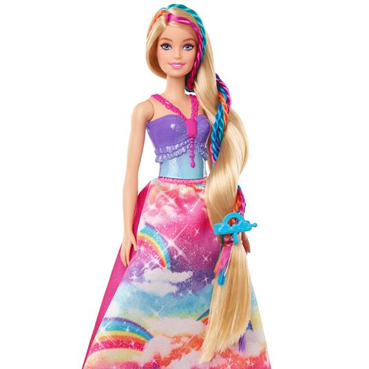 Barbie Dreamtopia Principessa Chioma da Favola, bambola con extension arcobaleno e accessori. Mattel (GTG00) - 4