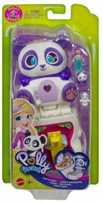 Polly Pocket Cofanetto Flip Panda, con Micro Bambola, Panda e Scomparti a Sorpresa,Giocattolo per Bambini 4+Anni