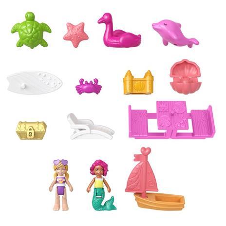 Polly Pocket - Cofanetto Spiaggia dei Delfini e Mare con Micro Bambola Polly, Sirena e Accessori - 18