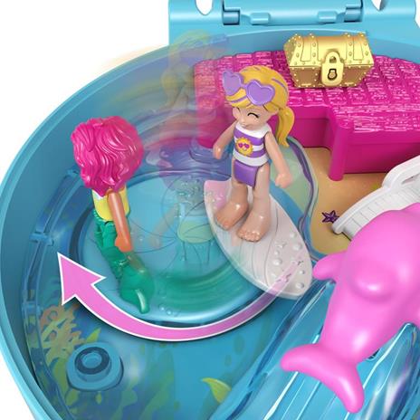 Polly Pocket - Cofanetto Spiaggia dei Delfini e Mare con Micro Bambola Polly, Sirena e Accessori - 3