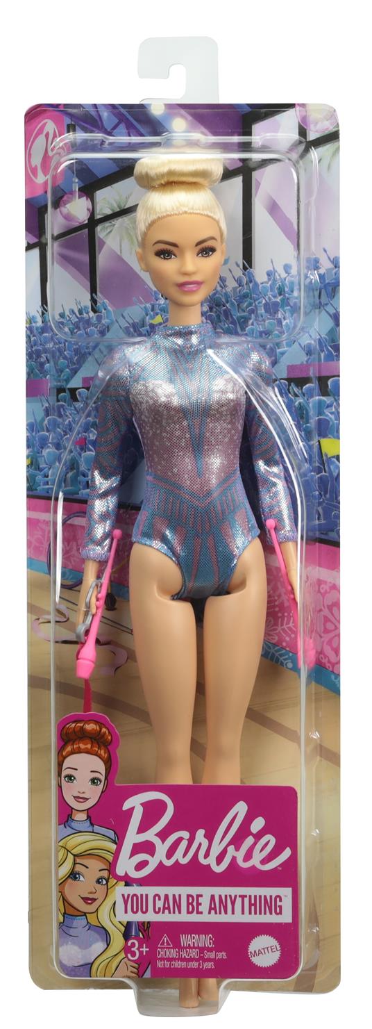 Barbie - Carriera Ginnasta, bambola bionda con coloratissimo body
