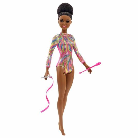 Barbie Ginnasta, Bambola Bruna con Body Metallizzato e Tanti Accessori, Giocattolo per Bambini 3+Anni, GTW37 - 5