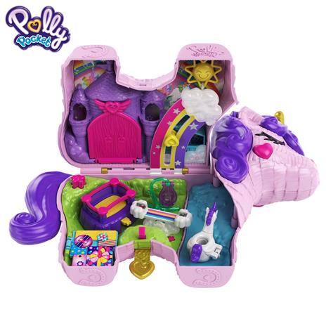 Polly Pocket- Unicorno Magiche Sorprese Playset con Micro Bambole Polly e Lila, Accessori - 2