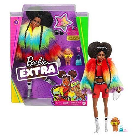 Barbie Extra Bambola Afroamericana con capelli cotonati, 10 Accessori alla Moda, Giocattolo per Bambini 3+ Anni - 2