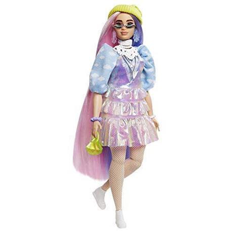 Barbie Extra Bambola capelli fantasy rosa e viola, con 10 Accessori alla Moda, Giocattolo per Bambini 3+ Anni - 5