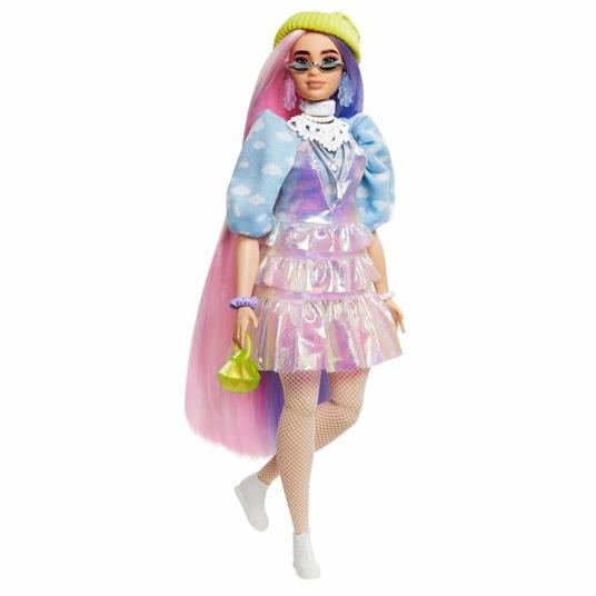 Barbie Extra Bambola capelli fantasy rosa e viola, con 10 Accessori alla Moda, Giocattolo per Bambini 3+ Anni - 8