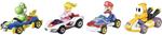 Hot Wheels Mario Kart- ​Confezione di 4 Veicoli con 4 Personaggi alla Guida, Giocattolo per Bambini 3+ Anni, GWB38