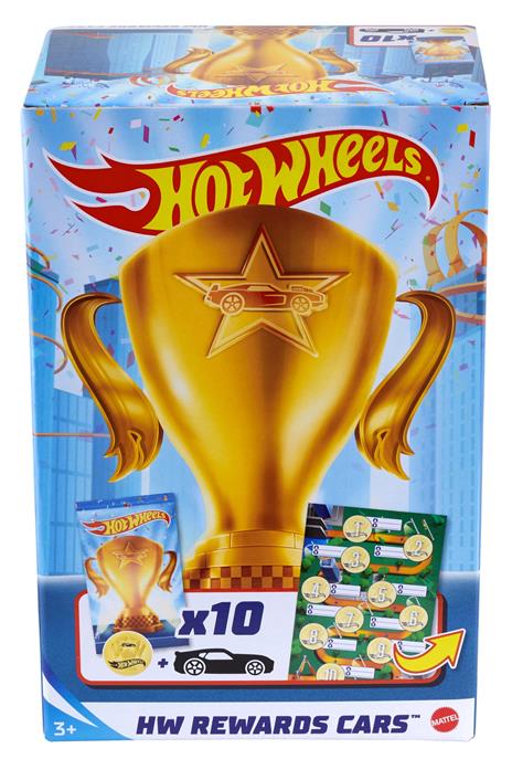 Hot Wheels 10 Veicoli Premio impacchettati singolarmente, accompagnati da 10 adesivi dorati celebrativi. Mattel (GWN97) - 5