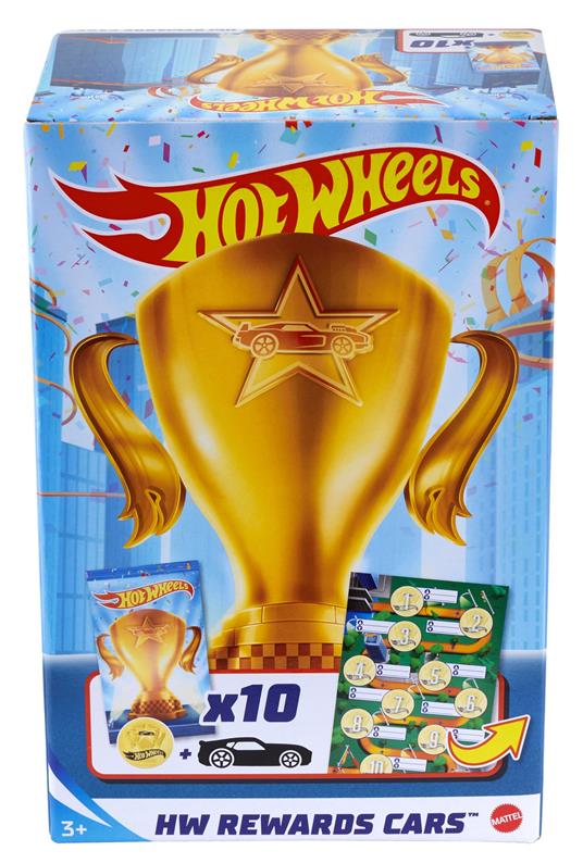 Hot Wheels 10 Veicoli Premio impacchettati singolarmente, accompagnati da 10 adesivi dorati celebrativi. Mattel (GWN97) - 5