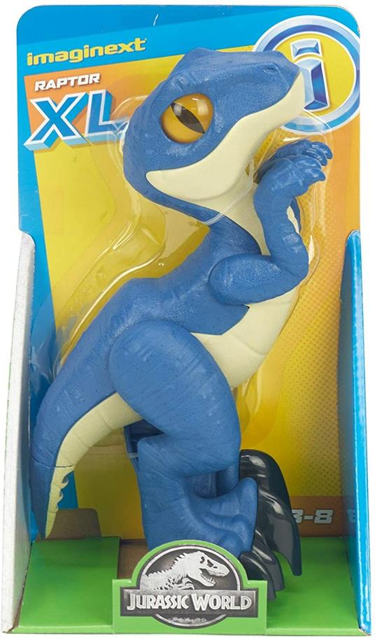 Imaginext Jurassic World Dinosauro Velociraptor XL con Zampe Mobili, Giocattolo per Bambini 3+Anni,GWP07 - 8