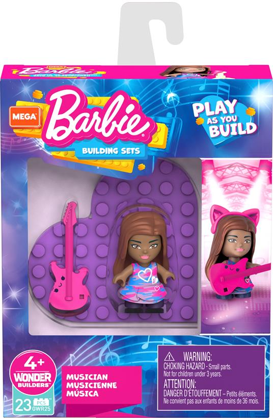 Mega Barbie - Carriera Musicista, Set di Costruzione, Giocattolo per bambini 4+ Anni