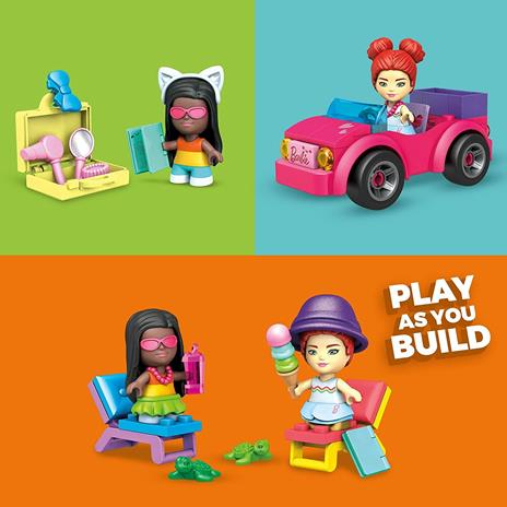 Mega Construx- Playset Avventura sulla Spiaggia con Micro Bambole Barbie con Auto Rosa e Cuccioli di Tartaruga - 5