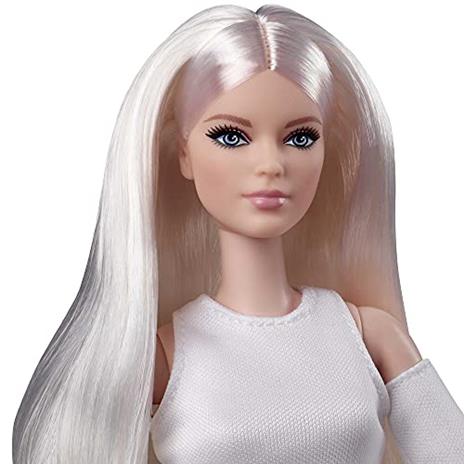 Barbie- Bambola Signature Barbie Looks Bionda, Snodata, con Abito e Stivaletti Bianchi - 2